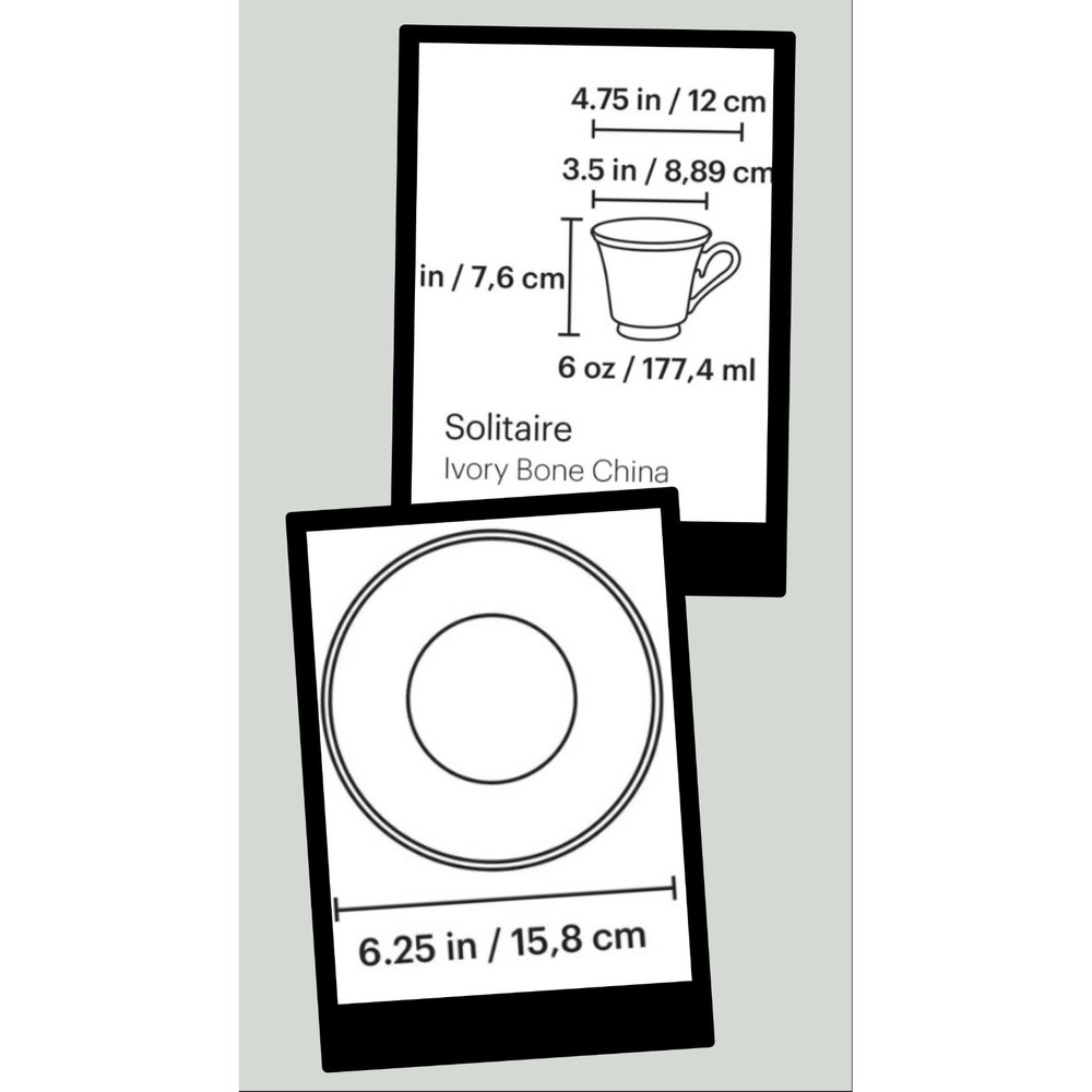 Lenox Solitaire 2 Sets Cup and Saucer Dishwasher Safe Platinum‎ Trim - Picture 6 of 6